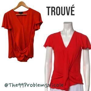 Trouve Red Blouse Cross Front Blouse